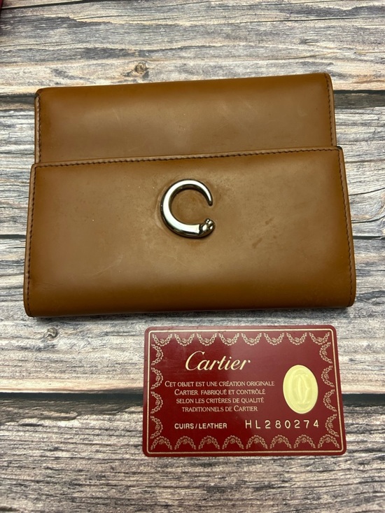 Cartier Handbags - Cartier Brown Leather Wallet with COA